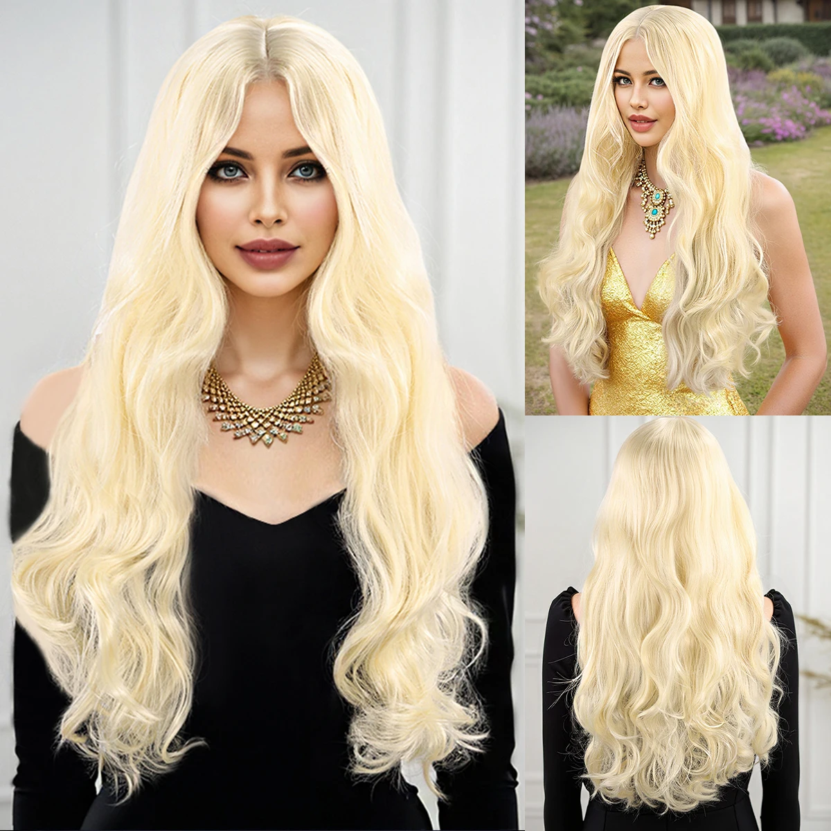 

Популярный в Европе и Америке золотисто-коричневый парик, парик с головным убором, длинные вьющиеся волосы, парик из синтетического волокна