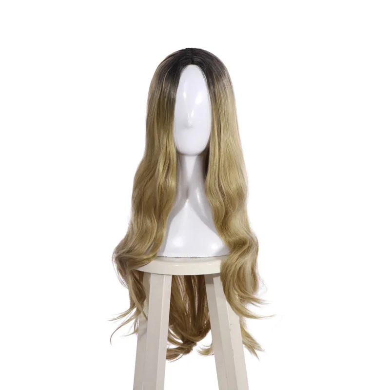 75cm Long Curly Wave Blonde Ombre Women Wig Fashion Heat Resistant Synthetic Wig