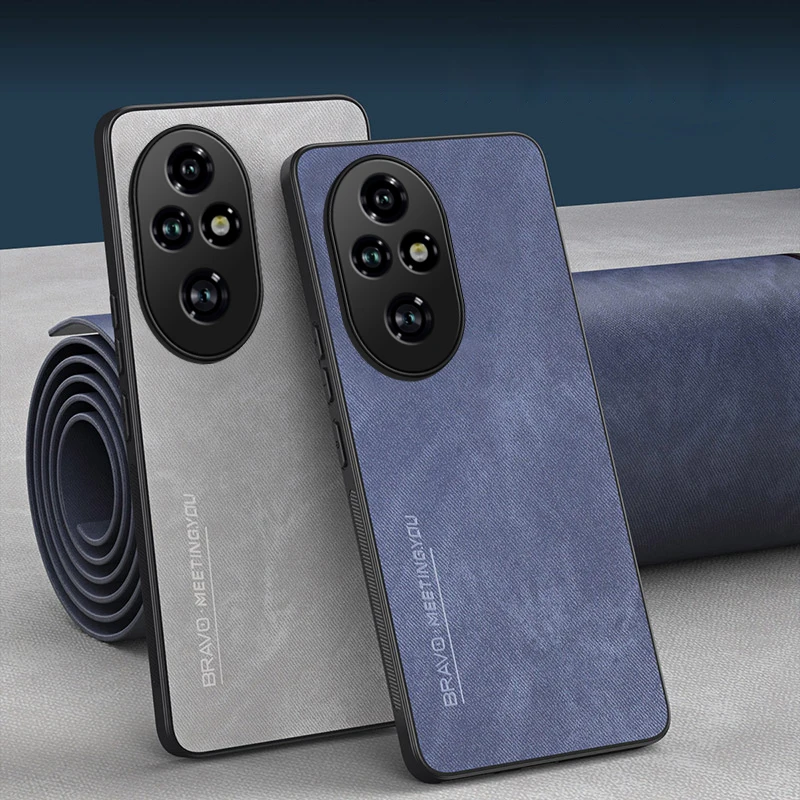 Чехол для Honor 200 Pro с текстурой из искусственной кожи на ощупь