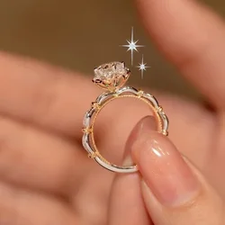 ZY Proposal Rings for Women Lover Rose Gold Plated 1 Carat Engagement Wedding Accessories Fashion Jewelry
