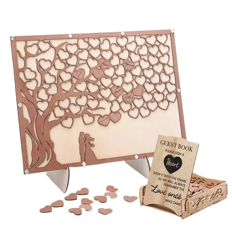 

Горячая распродажа - Дерево для замены гостевой книги на свадьбу с деревянными сердечками, в деревенском стиле, для свадебного приема, юбилея