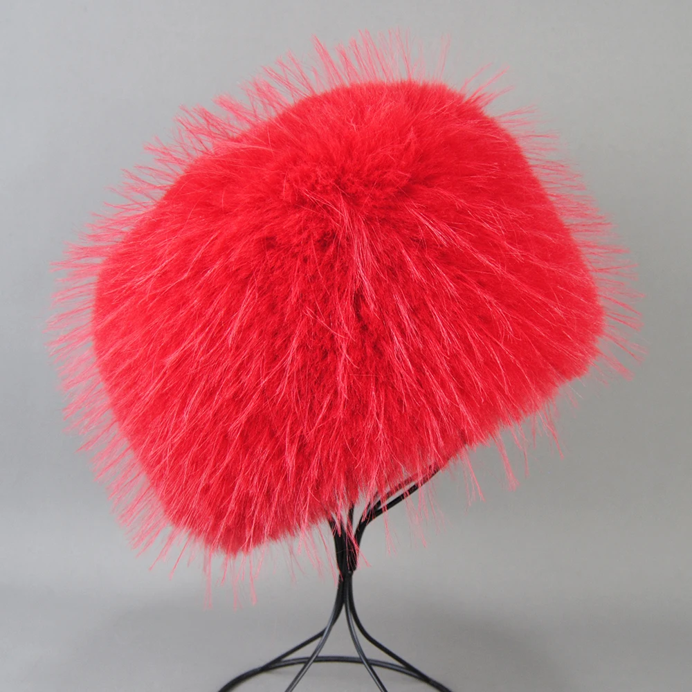 Autumn and Winter 2024 New Women's Fashion False Raccoon Fur Cap Russian False Fur Hat False Raccoon Fur Hats Dome Mongolian Hat