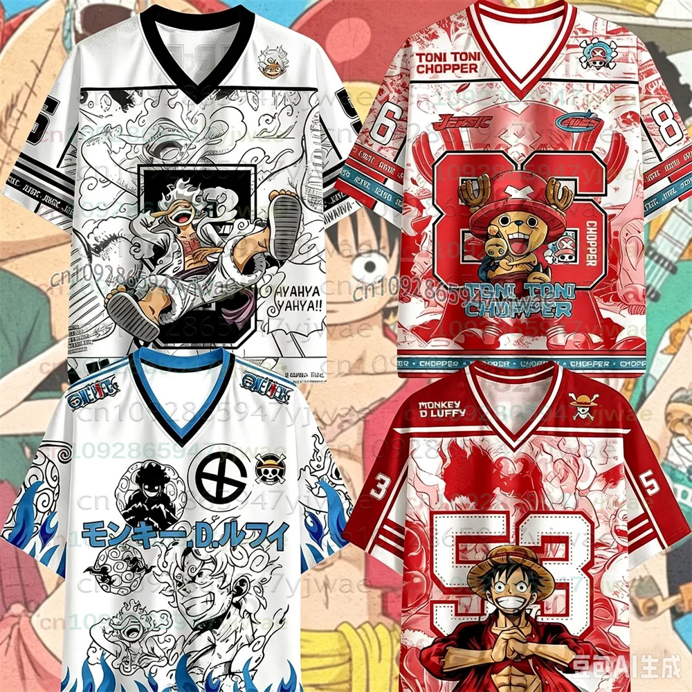 2026 Anime One Piece Luffy Sonderedition Fußballtrikots für Herren Sommer/Herbst Casual Harajuku T-Shirts Luffy T-Shirts Fan-Oberteile