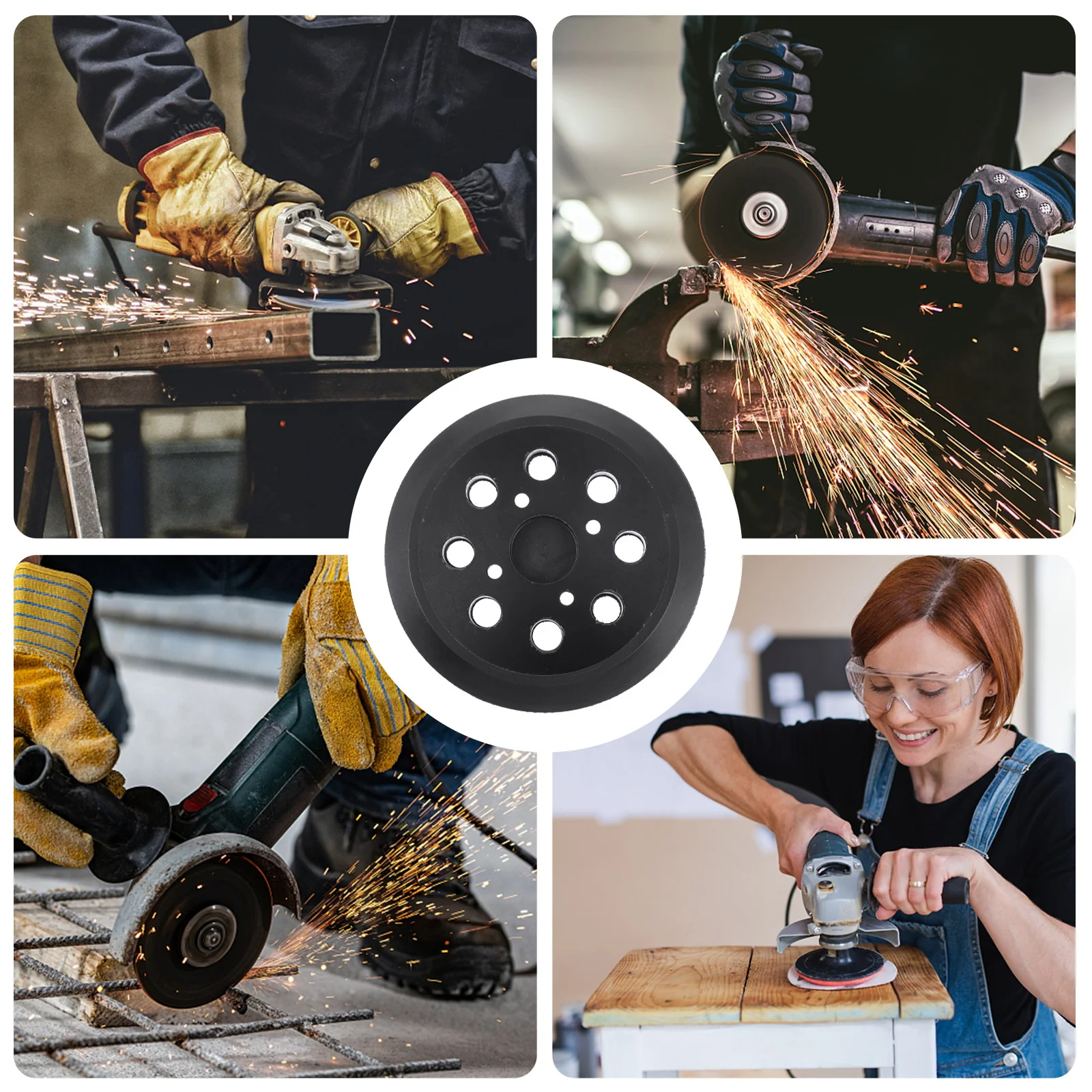 

Electric Polishing Disc 5 Inch 8 Holes 4 Screw Mount Hook Loop Sander Pad For Dust Extraction Backing Plate Grinding Tool