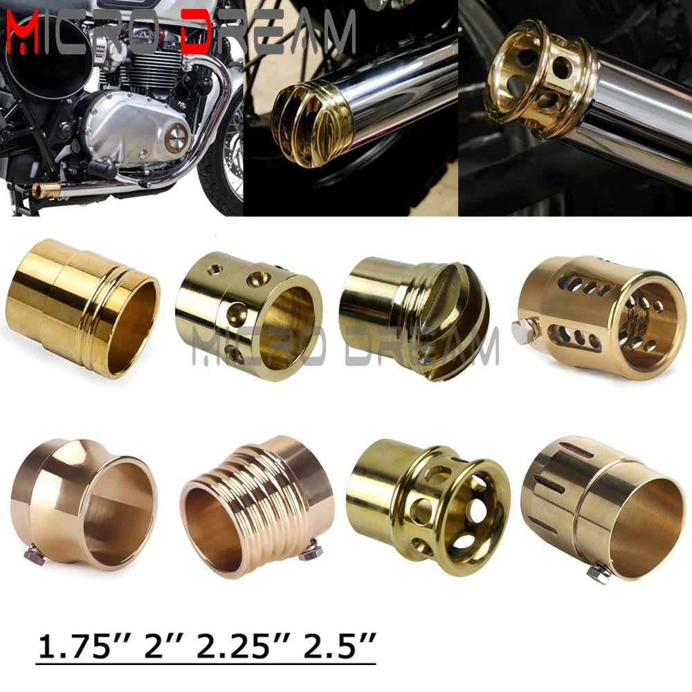 

Motor Brass Drilled 1.75" 2" 2.25" 2.5" Cafe Racer Exhaust Tips Muffler Plug For Harley Chopper Bobber Old School Scrambler