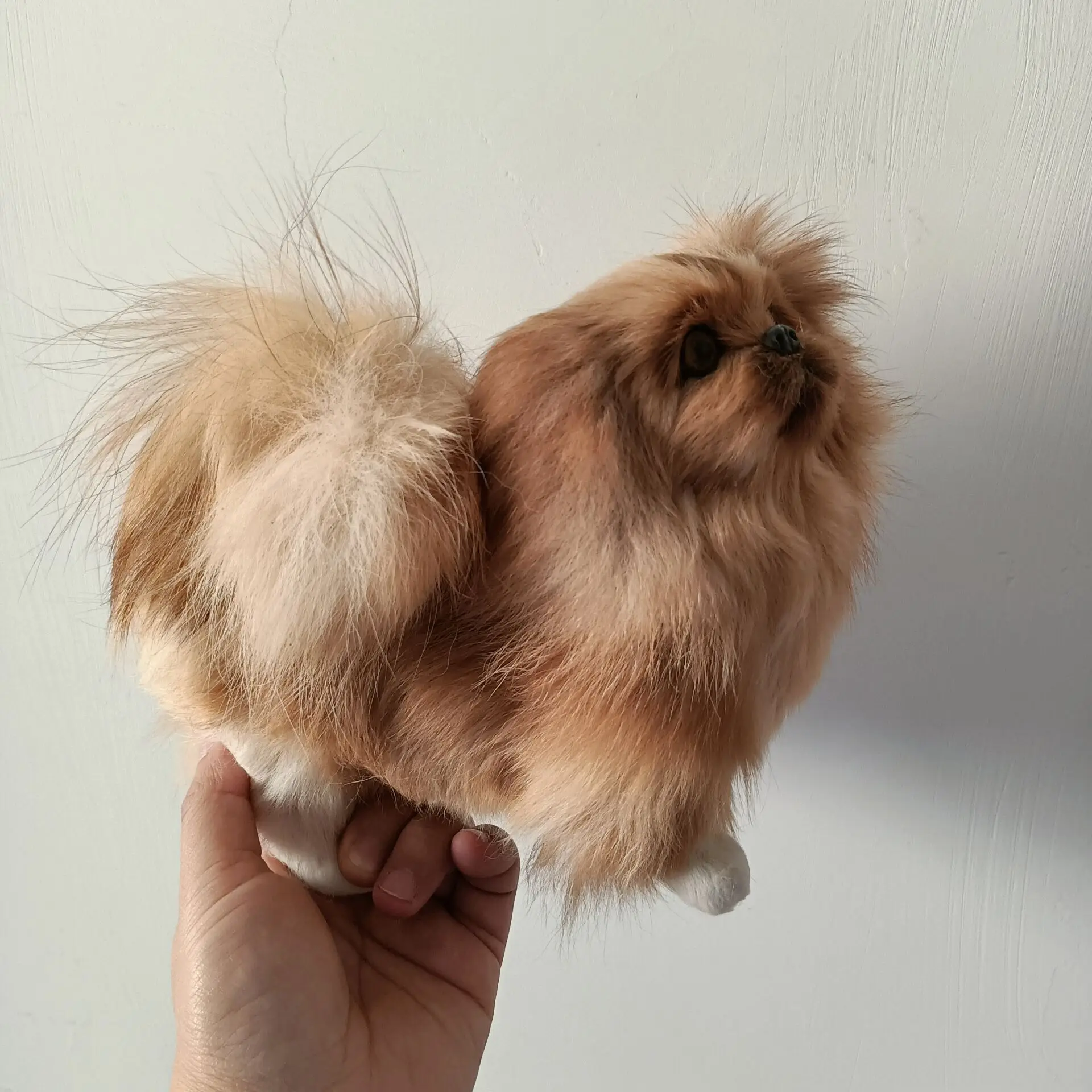 simulation cute squatting pekingese 20x9x17cm model polyethylene&furs dog model home decoration props ,model gift d543