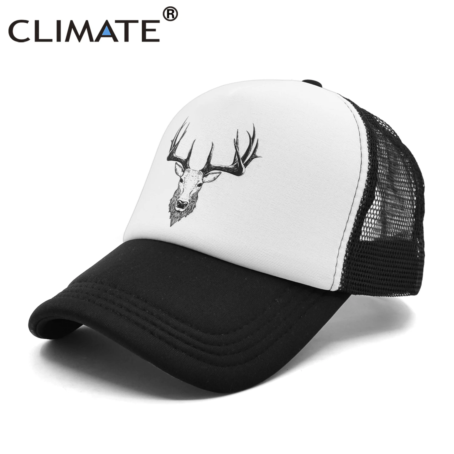 CLIMATE Deer Elk Buck Cap Men Deer Cool Trucker Cap Elk Caribou Hunting Hunt Sport Baseball Cap Summer Cool Mesh Cap Men Man