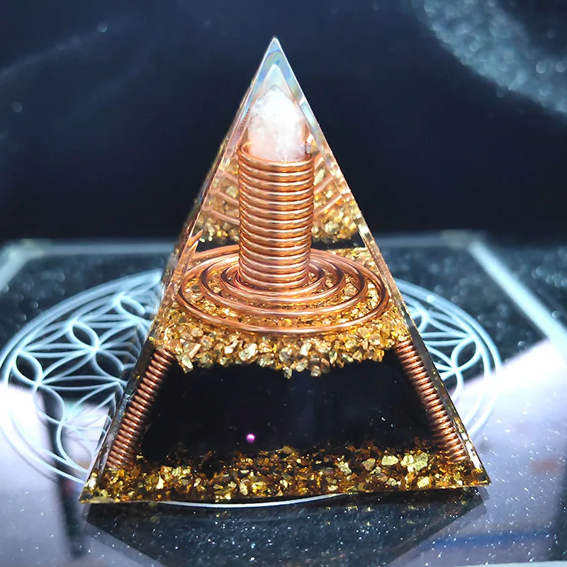 Crystal Gravel Pyramid Rechargeable Generator Home Resin Epoxy Crafts Desktop Ornament