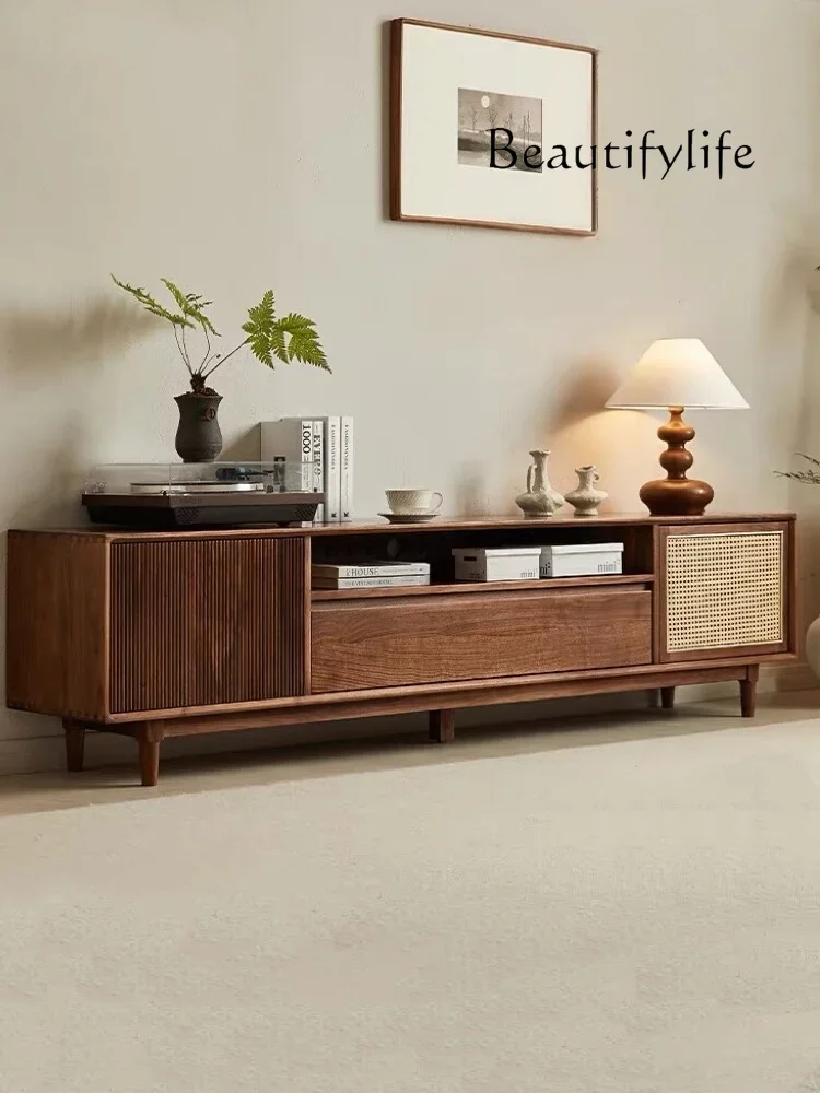

home furniture all items New Chinese Style Simple Black Walnut Color TV Cabinet Vintage Solid Wood Advanced Combination Living R