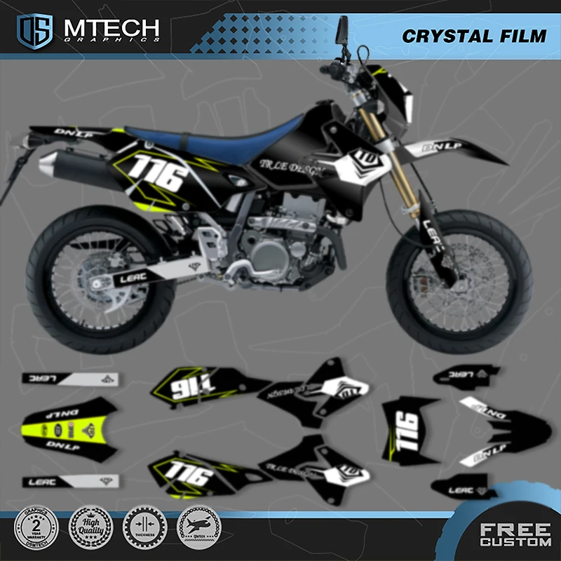 

DSMTECH Custom Team Motorcycle Graphic Decals Stickers Kits For SUZUKI DRZ400 SM S E DRZ 400 SM S E 1999-2022 Custom Number 008
