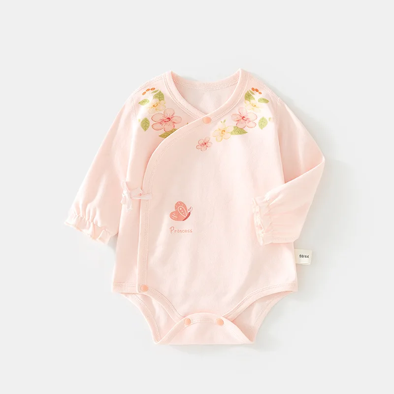 Baby-Strampler für Alle Jahreszeiten Dreieckiger Baumwoll-Strampler für Neugeborene Langärmeliger Overall Nahtloser Klasse-A-Strampler
