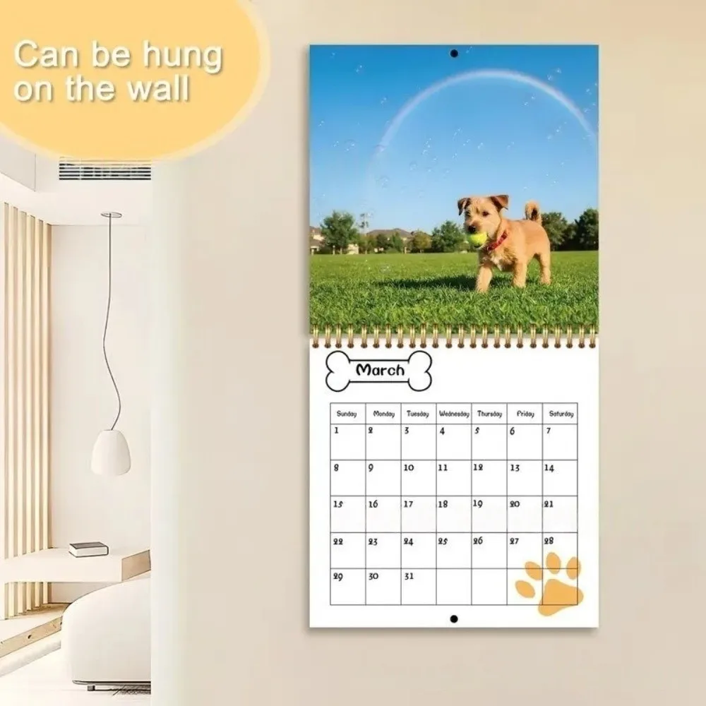 Nuovo calendario per cani in edizione 2026 Illustrazioni per cani Calendario da parete divertente Anno Pianificatore mensile Amanti degli animali domestici