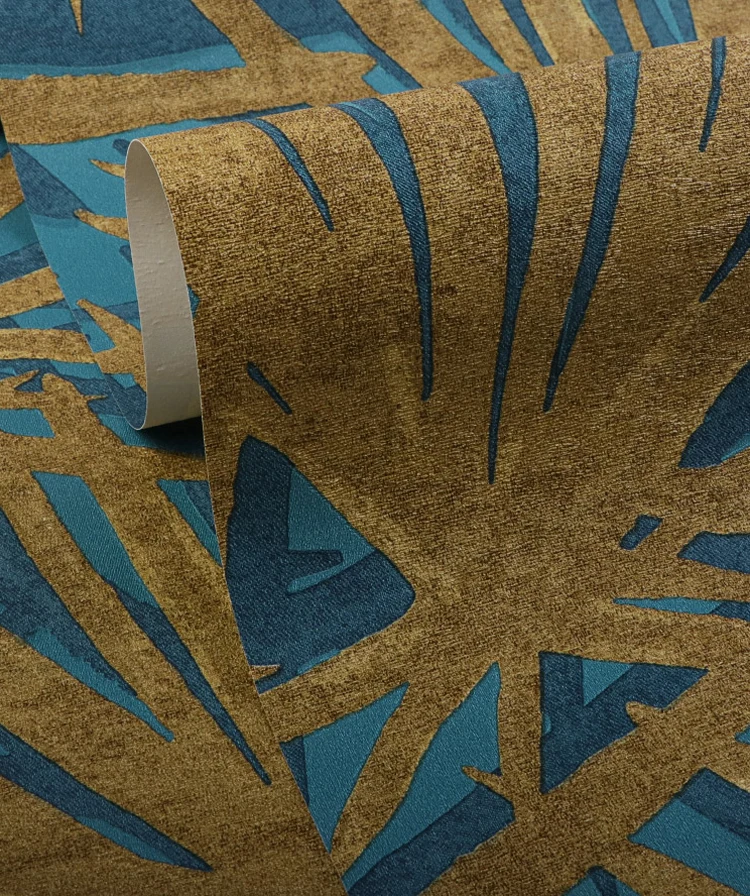 Southeast Asian Style 3D Wallpaper Palm Leaves Bedroom Living Room Background Wallpaper for Walls