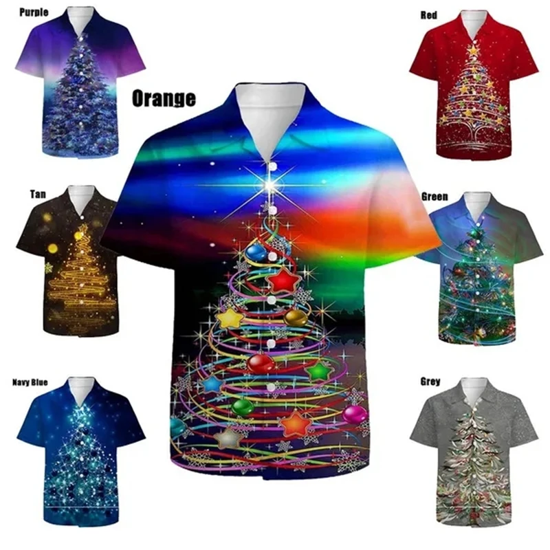 Christmas Shirt For Men 3d Snowman Man Print Street Designer Clothes Short Sleeved Loose Oversized Shirt Hawaiian Sweatshirt Top