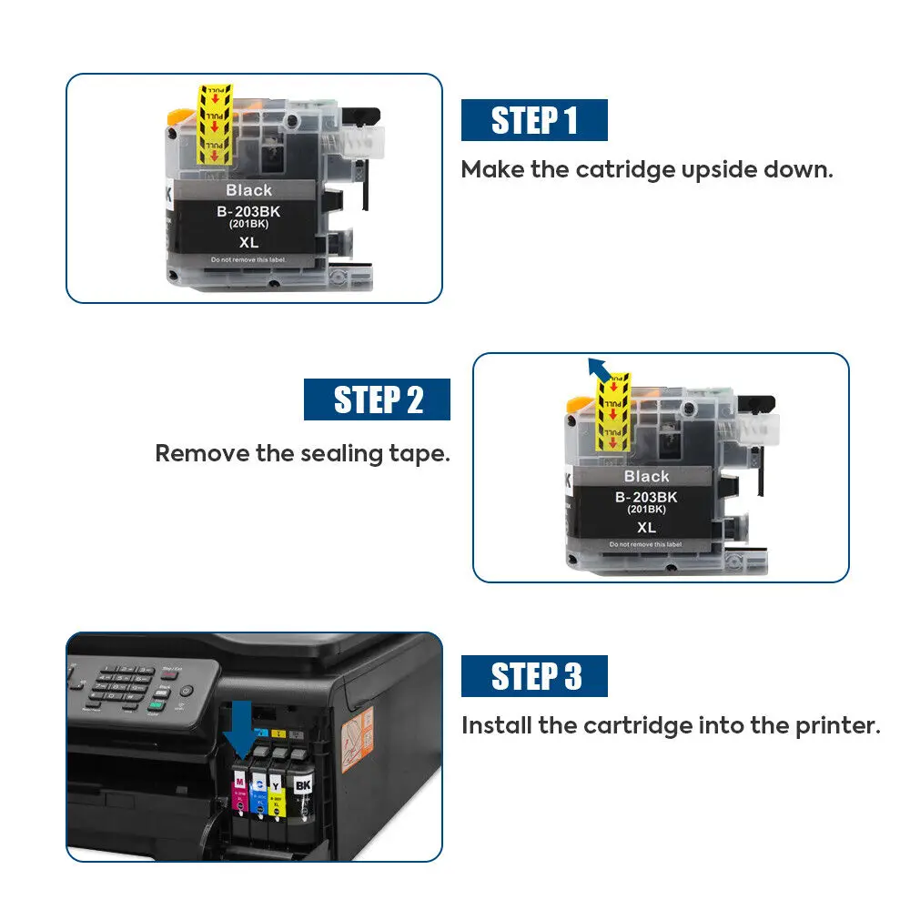 Combo d'encre pour Brother, 5pk, LC203, LC203XL, MFC-J460dw, MFC-J480dw, MFC-J485dw, LC201