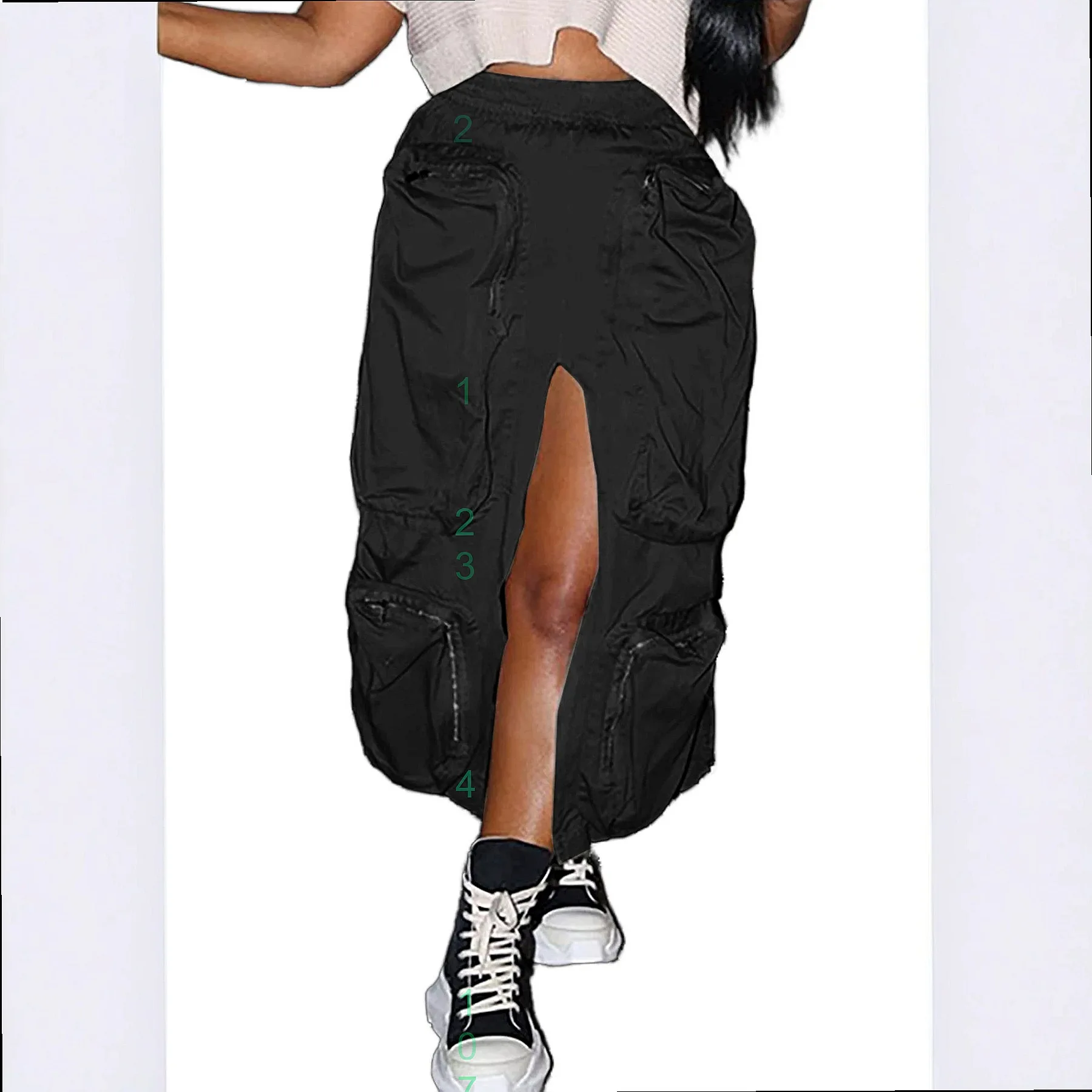 New Arrival Cargo Skirts with Stereo Pockets, Casual Split Midi Skirts for Spring Summer