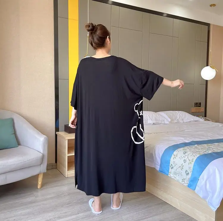 Plus Size 5XL 150KG Night Dress Short Sleeve Sleepwear Female Nightgown Women Sleeping Dresses Oversized Night Shirts