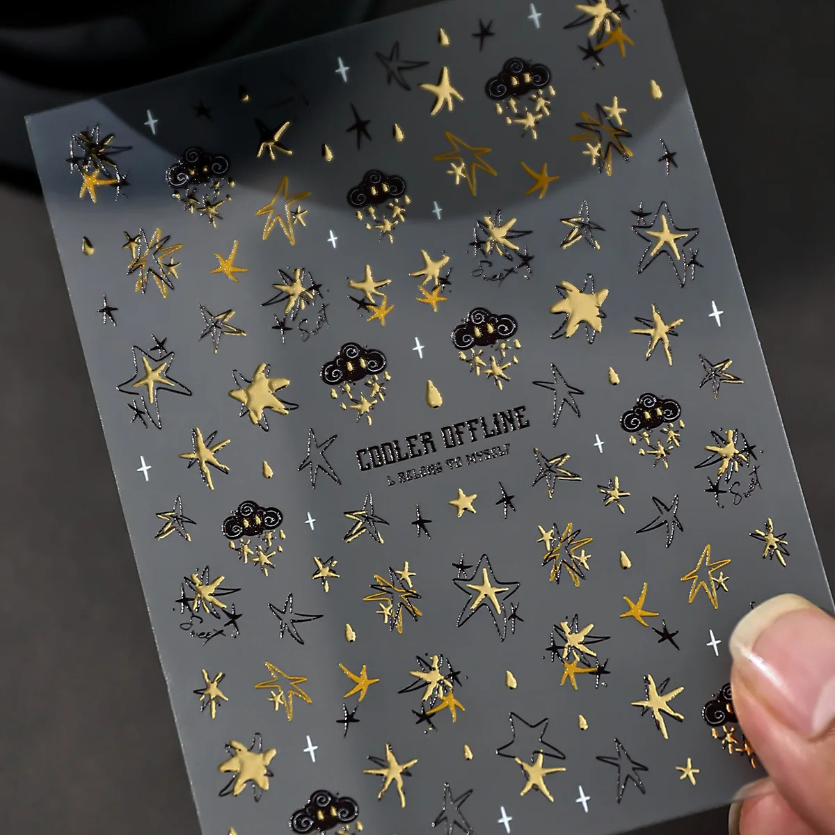 Multi-color Y2K Star Cloud Nail Art Stickers Metallic Outline Nail Decals DIY Nail Manicure Supplies
