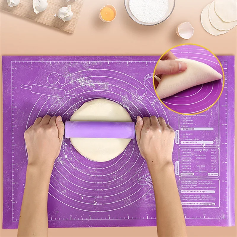 Silicone Baking Pad Kneading Dough Mat for Kitchen Rolling Dough Pizza Large Dough NonStick Maker Holder Pastry Sheet with Scale