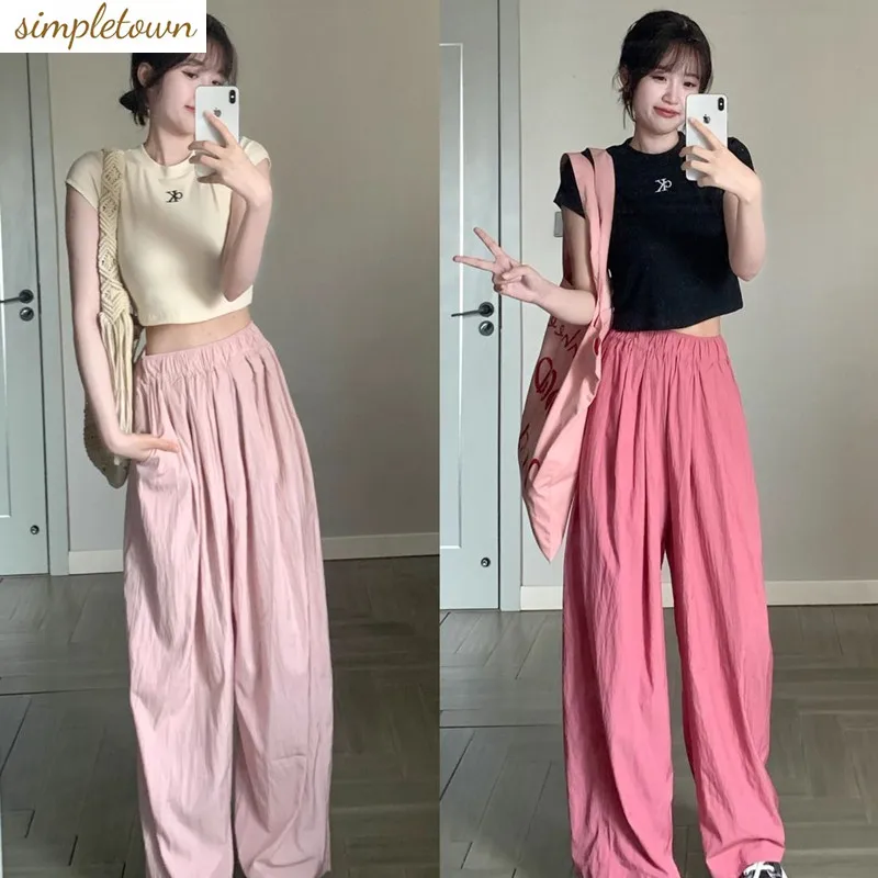 

Advanced New Casual Women's Pants Spring/Summer Korean Edition New Loose Straight Drop Wide Leg Pants