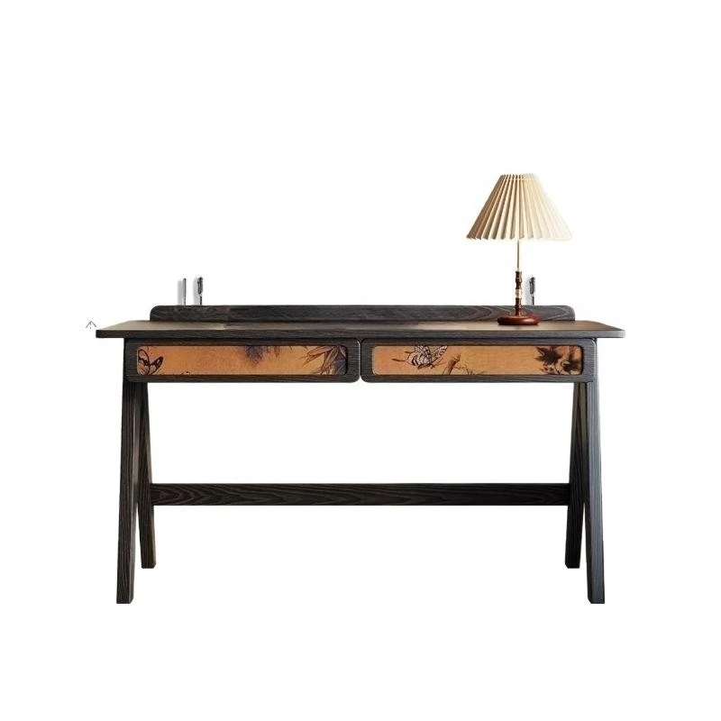 Medieval style solid wood desk and chair retro writing table bedroom full solid wood computer desk household