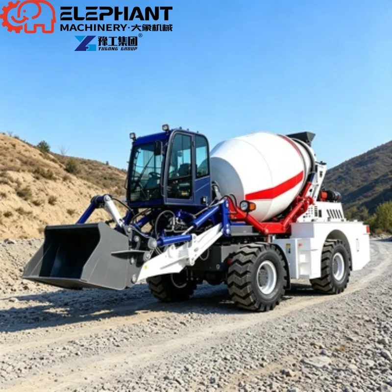 Self Loading Concrete Mixer Truck 2.5 Cubic Meter Two-way Driving Left Front Drive Mobile Site Mixer