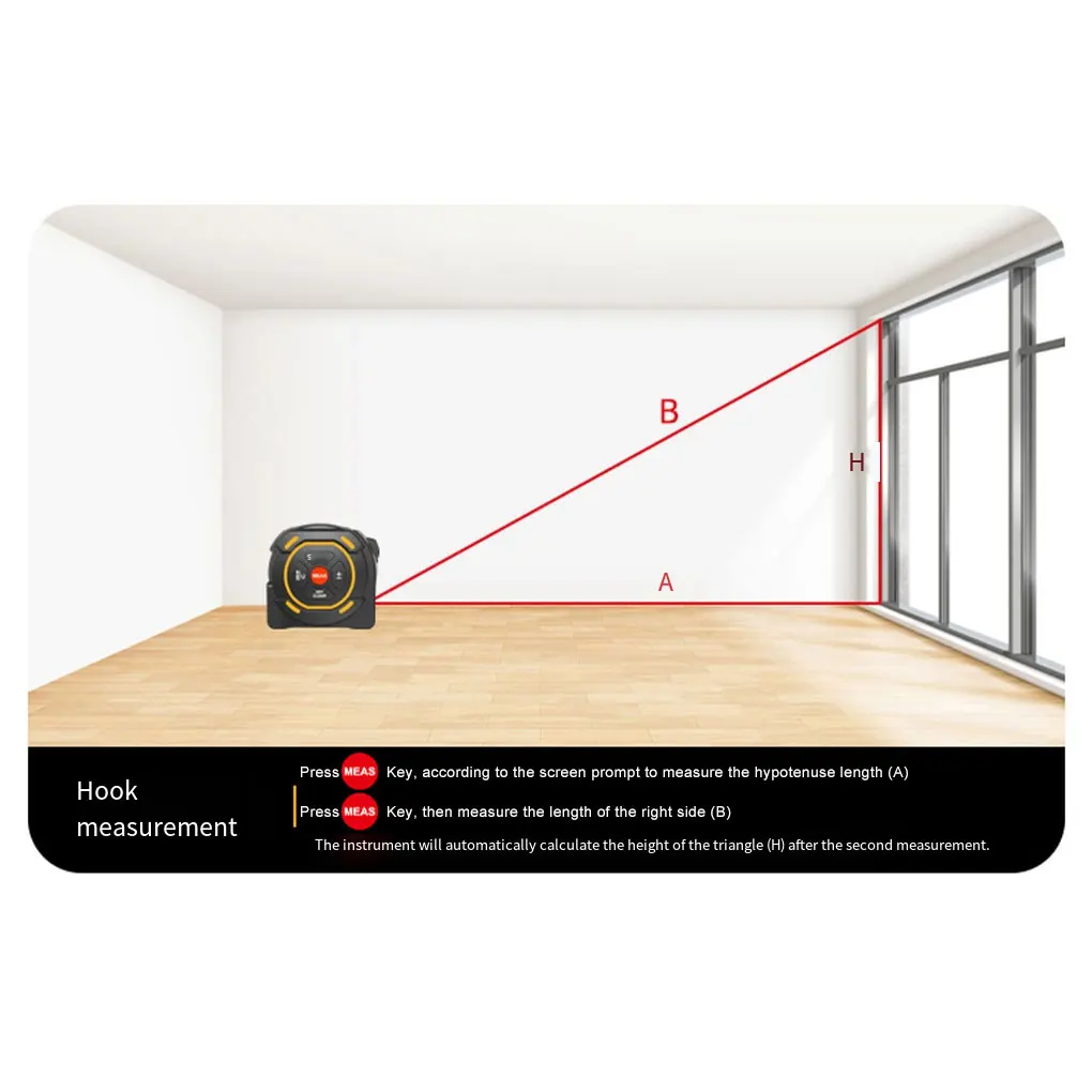 Red Front And Rear Reference Selection Electronic Tape Measure Coated Manganese Steel Ruler Tape