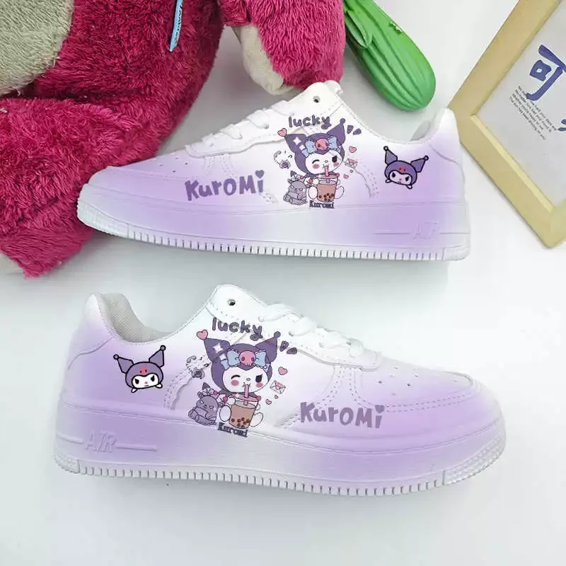 Kawaii Kuromi Sport Shoes Girls Casual Sneakers Teenager Tennis Shoes New Sanrio Kids Basket Shoes Anime Kuromi Baord Shoes