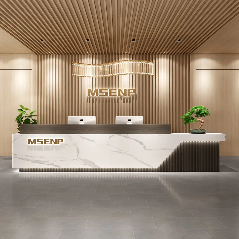 Wood Luxury Reception Desk Counter Modern Service Front Reception Desk Gym Beauty Salon Mesa De Centro Commercial Furniture