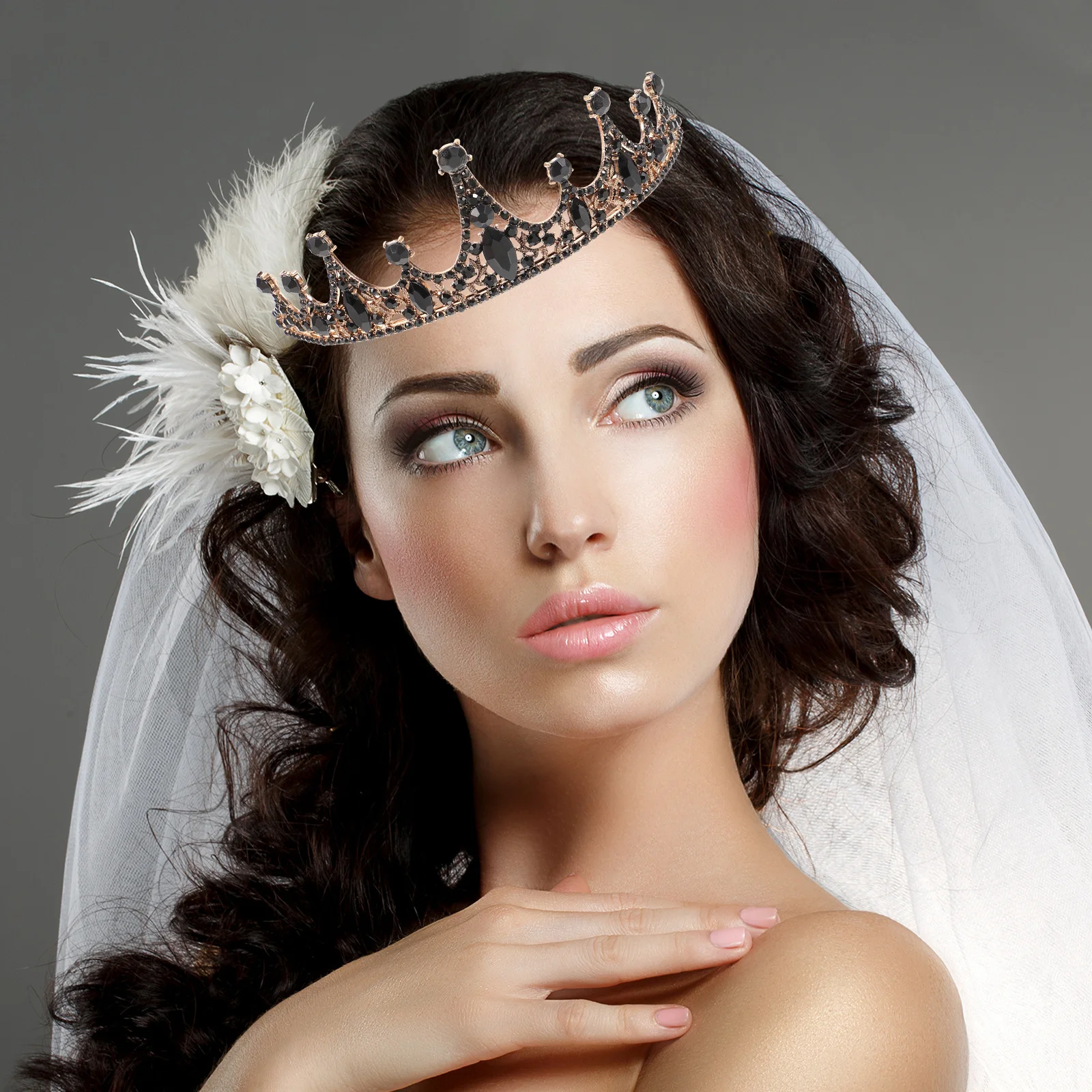 

Stunning Baroque Crown for Bride Elegant Crystal Tiara Wedding Party Headpiece Princess Style Hair Accessory Stage Prop