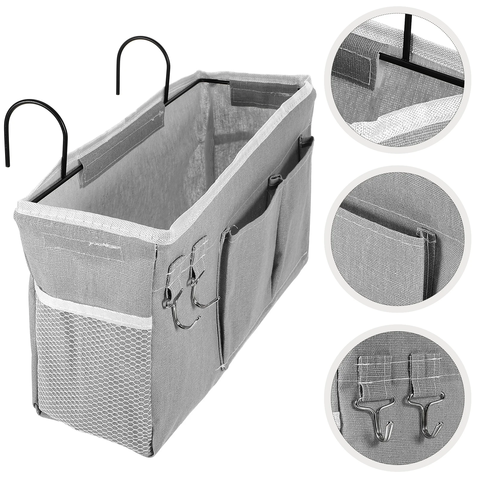 

Bedside Storage Organizer Bedside Storage Bag Dormitory Use Fabric Hanging Organizer Iron Hooks Home Office Bedroom
