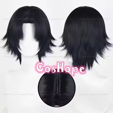 Chrollo Lucilfer Cosplay Wig 30cm Short Black Wig Cosplay Anime Cosplay Wigs Heat Resistant Synthetic Wigs