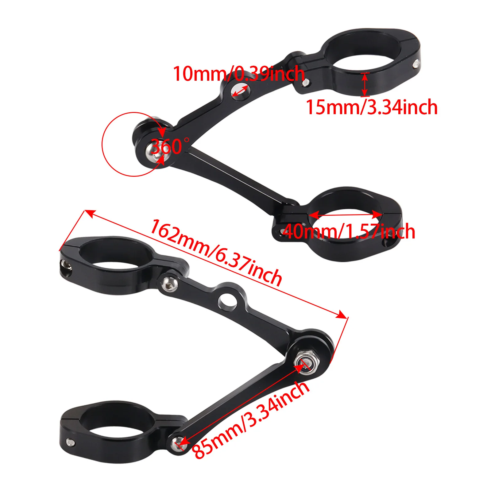 Motorcycle modified headlight bracket, all black 39-41mm motorcycle headlight CNC fixture installation adjustable