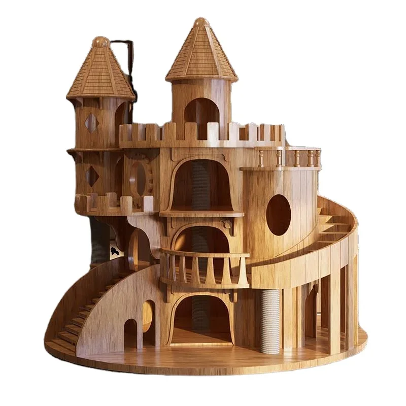 Large castle full solid wood cat climbing frame tree integrated luxury cat frame cat villa puppet Maine multi-cat
