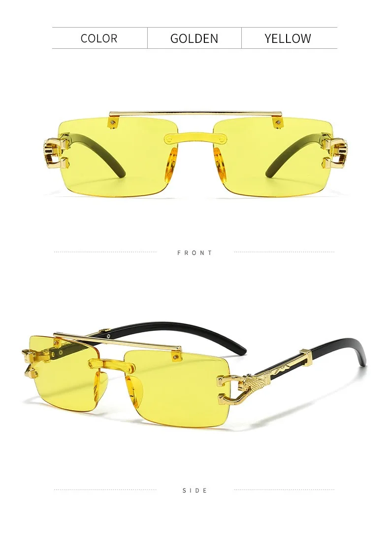 2025, neue modische rahmenlose Schneidkante, integrierte Doppelstrahl-Leopardenbein-Anti-UV-Sonnenbrille, Retro, vielseitig – Detail 9