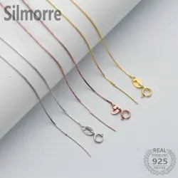 45CM 925 Sterling Silver Box Chain for DIY Pearl Bead Necklace Fine Jewelry Findings Accessories