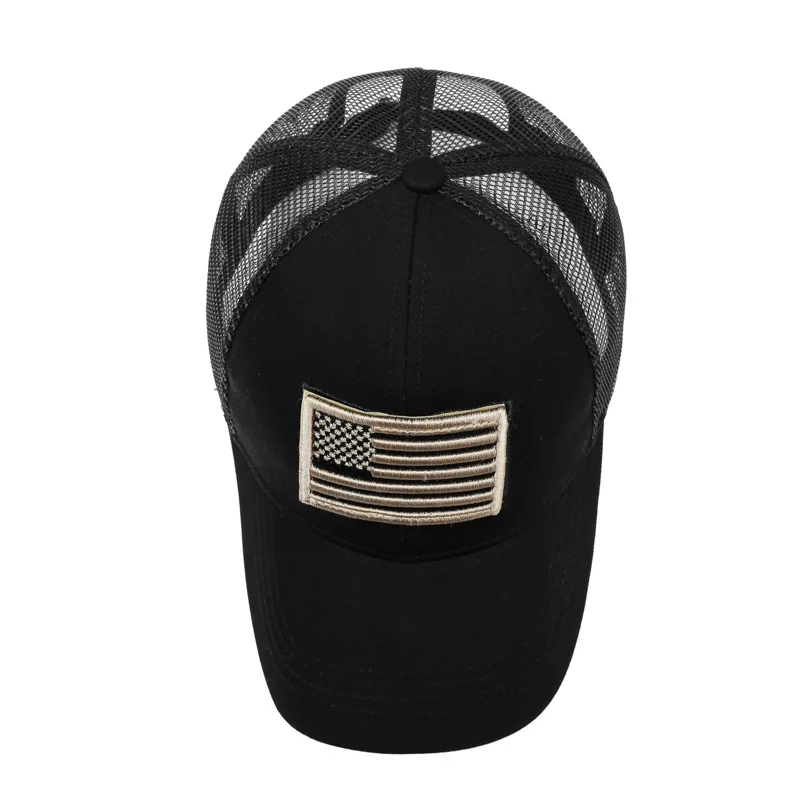 Outdoor-Trucker-Kappe für Herren mit gesticktem Flaggen-Tarnpflaster und Klettverschluss