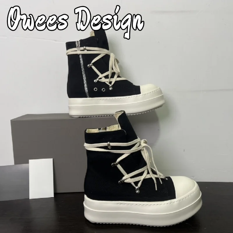 

Men High Top Canvas Corss Tied Laces Sneaker Shoes Rock Vintage Pentagram Designer Trainer Punk Style Women Thick Sole Flat Shoe