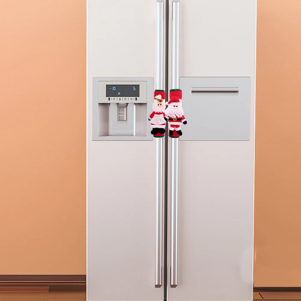 

2Pcs Refrigerator Handle Covers Protective Microwave Oven Handle Gloves Christmas Decor Fingerprint Resistant Kitchen Appliance