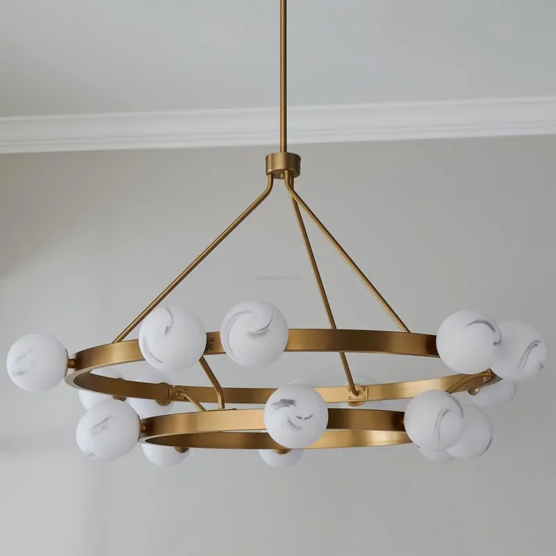 2025 Quality Nordic Modern Creative Restaurant Living Room Home Decoration Light Emitting Diode Brass Marble Globe Lighting