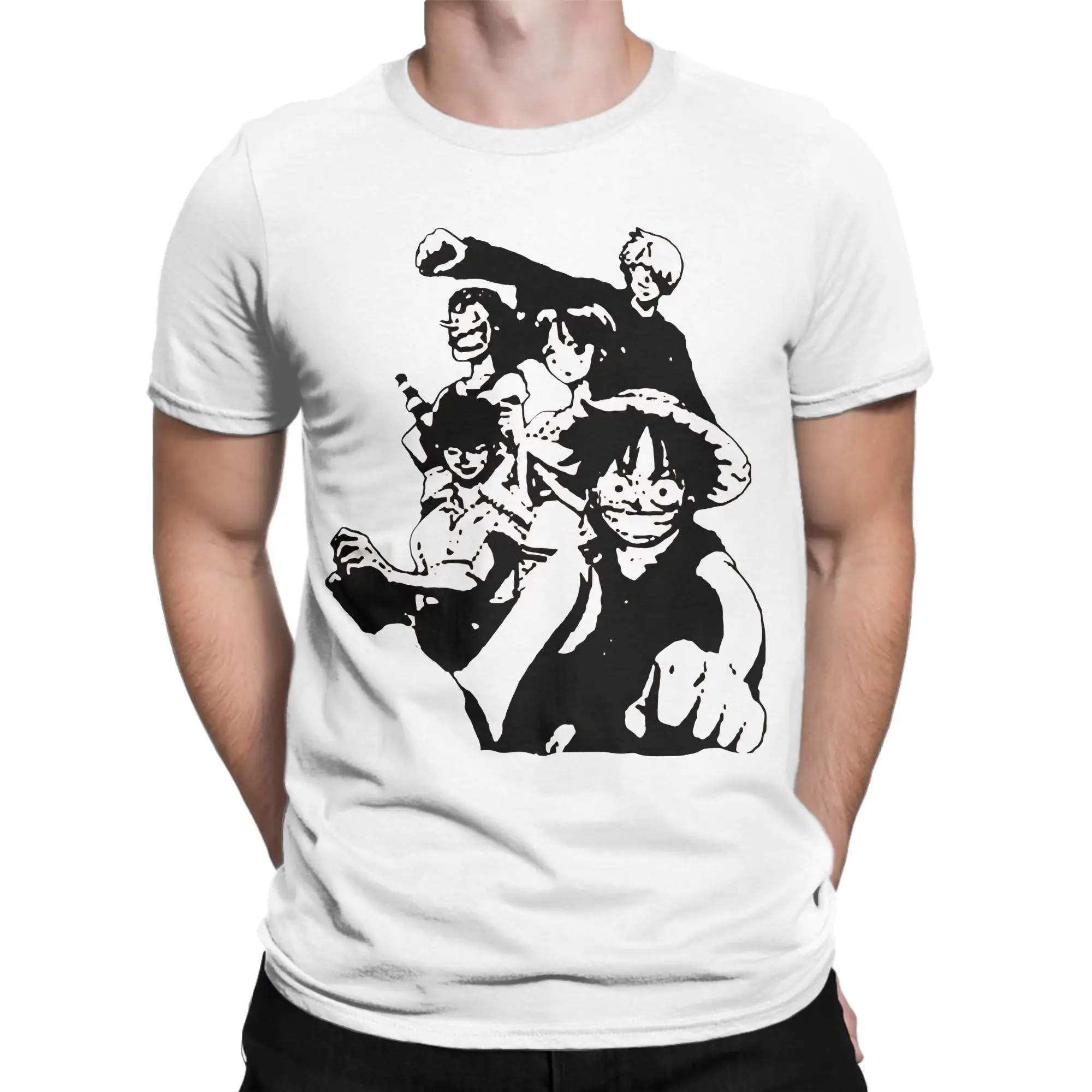 Men's One Piece T Shirts  100% Cotton Tees Summer Y2K Fun Short Sleeve T-Shirt Round Neck Hipster Casual Tshirt