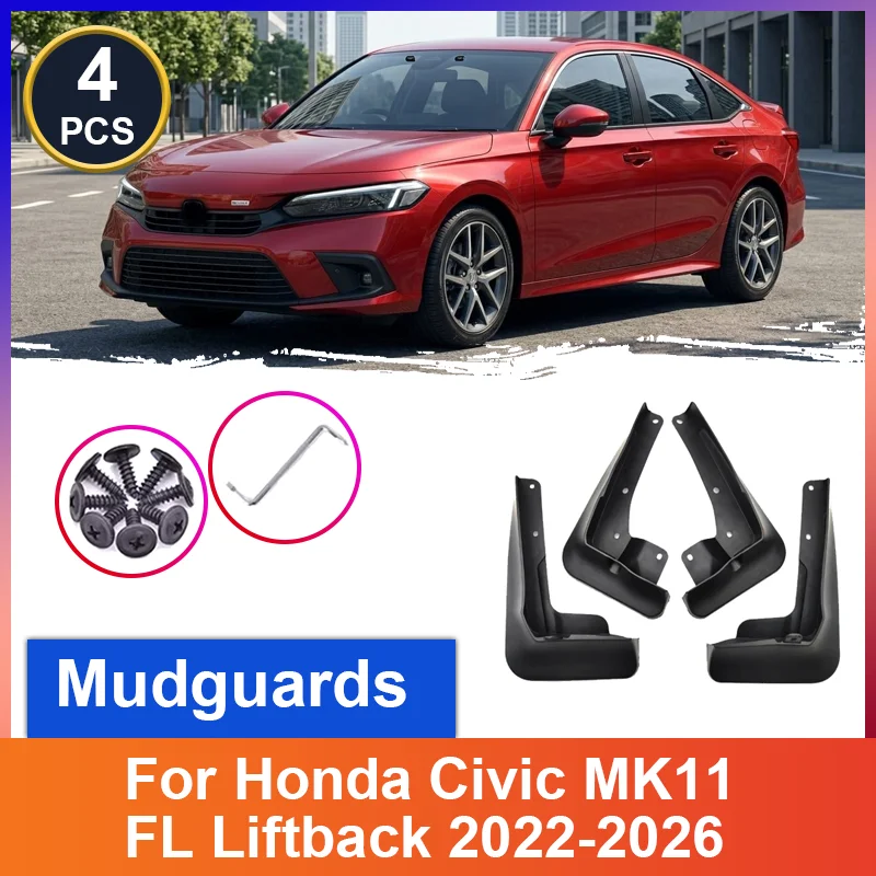 

Car Mudguards For Honda Civic 11th Gen 2022-2026 FL Liftback Mud Flaps 4Pcs Anti-Splash Guard Front Rear Fender Auto Accessories
