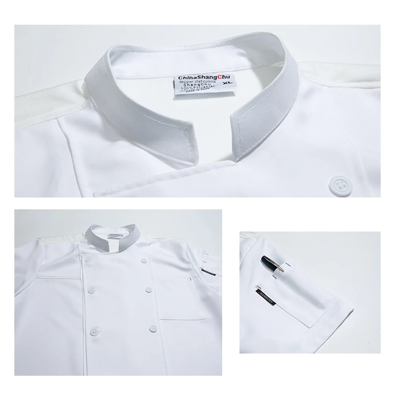 Ropa de trabajo de Chef profesional, chaqueta de cocinero, uniforme de cocina para restaurante, monos de camarero de panadería, camisa de cocina de verano