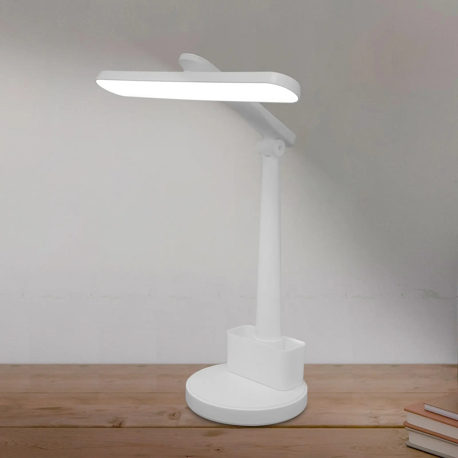 

Набор из 1 перезаряжаемой настольной лампы с подставкой для хранения, компактный дизайн, для общежития, учебы, прикроватной тумбочки