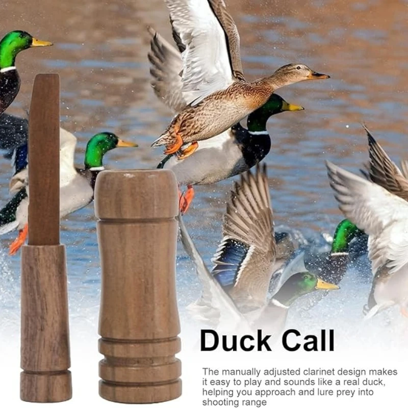 Duck Calls Wood Realistic Sound Mouth Call Whistle Realistic Sounding Duck Whistle Hunting Accessory with Duck Decoy for Hunters