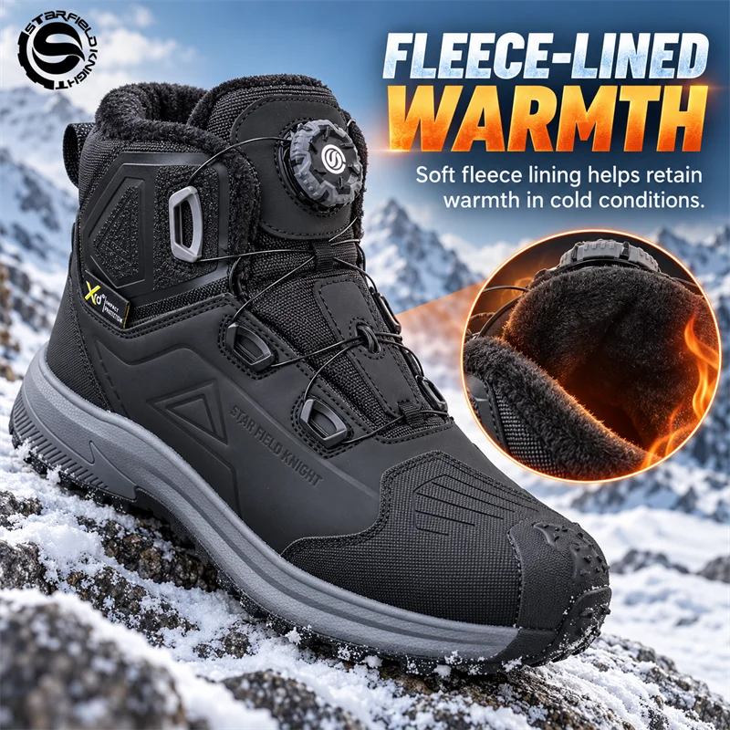 SFK New Motorcycle Riding Protective Boots Men Winter Warm Waterproof Breathable Genuine Cowhide Leather Non-slip Wear-resistant