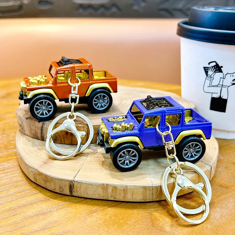 Creative New Pullback Car Simulation Retro Pickup Truck Toy Model Keychain Pendant Mini Inertia Truck Toys Children's Gifts