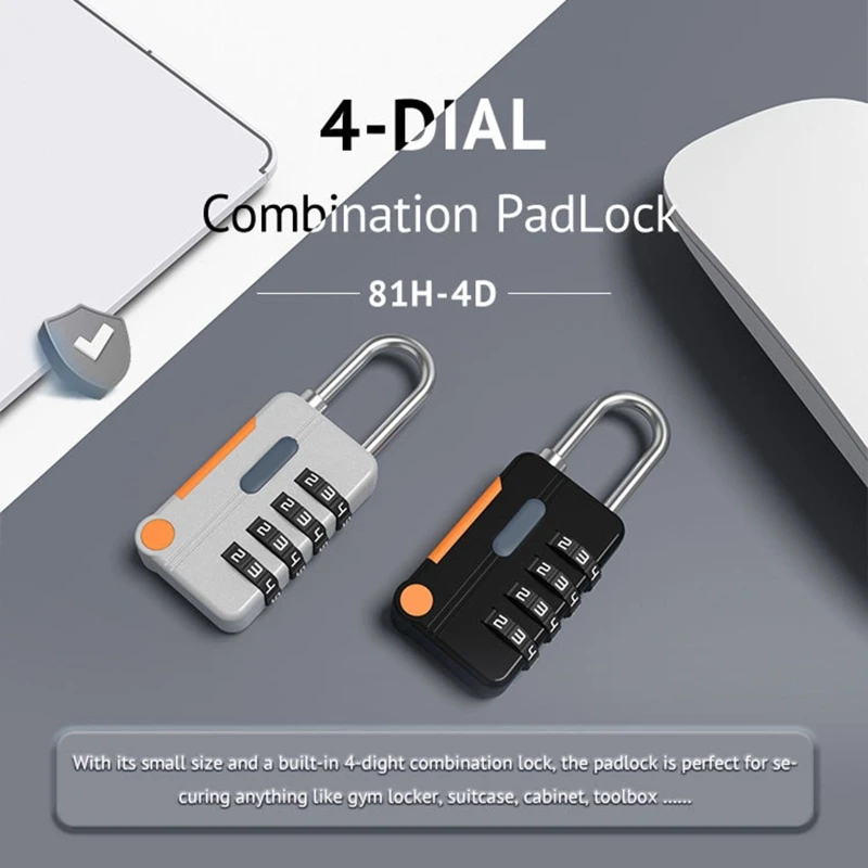 4 Digit Code Combination Padlock Zinc Alloy Security Travel Lock Portable Password Lock for Backpack Gym School Locker