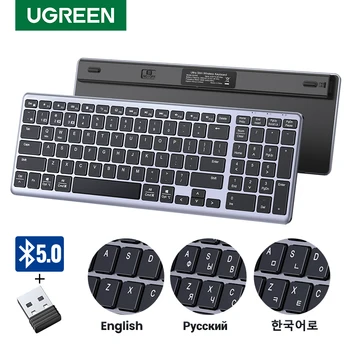 UGREEN 맥북 아이패드 PC 태블릿용 무선 블루투스 5.0, 2.4G 러시아어 한국어 EN 99 키캡, USB C 충전식 키보드  Best5