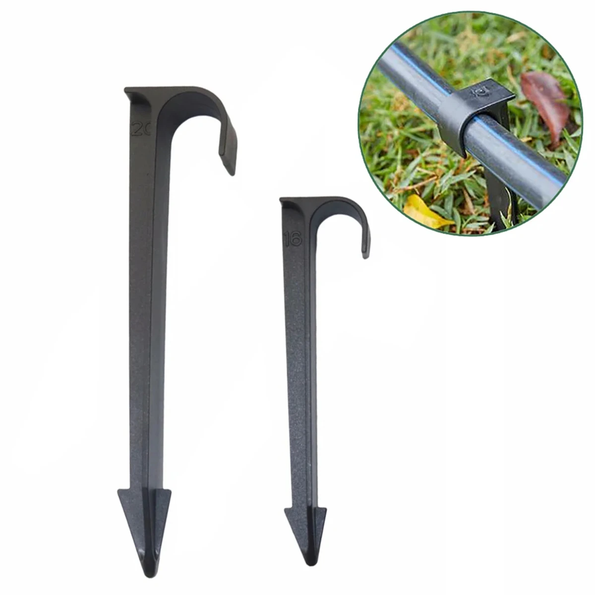 T-Shaped DN16mm DN20mm PVC Pipe Ground Stake Garden Lawn Agriculture Irrigation System PE Pipe Holder Hose Bracket Black 10Pcs